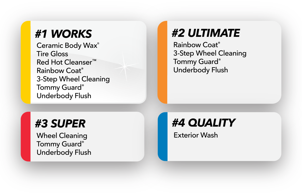 tommys express car wash menu and services